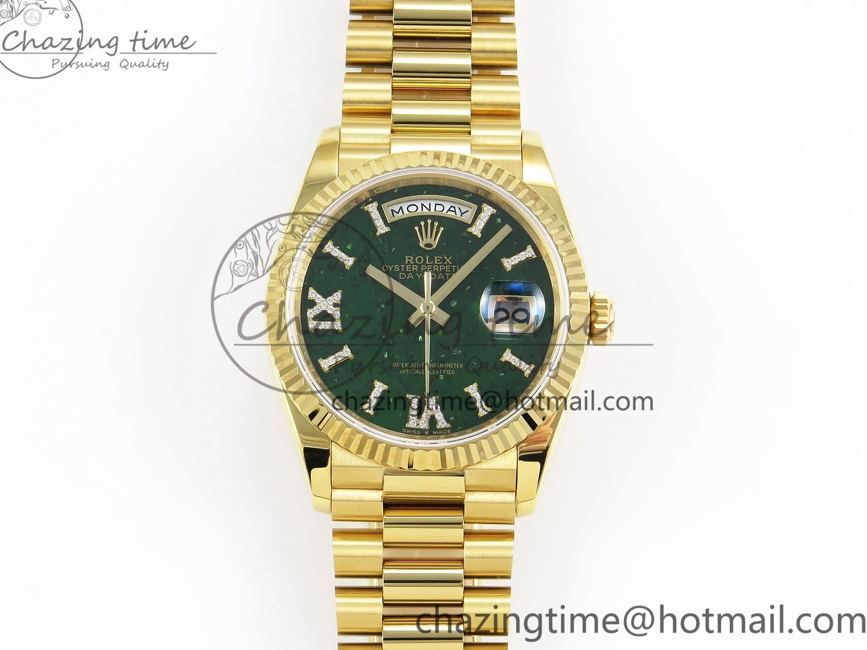 Dial 36 Green Edition YG Bracelet RAF YG Best on A2836 1:1 Date Stone Day Roman 0215